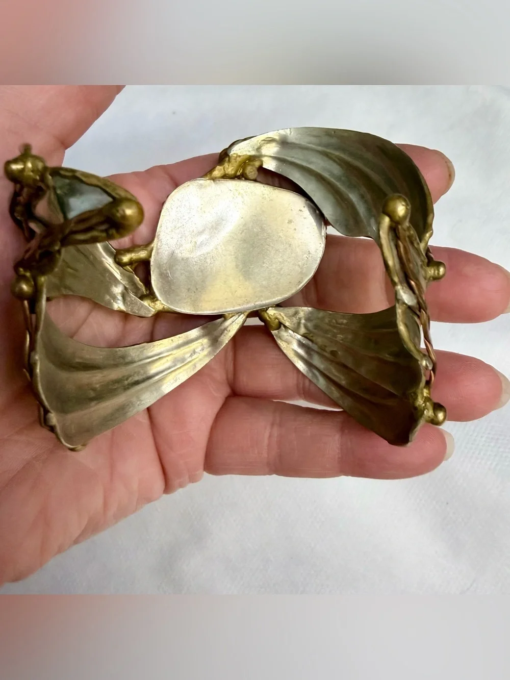 Vintage Statement Southwestern Mixed Metal Turquoise Cuff Bracelet